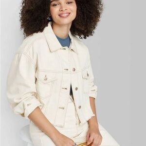 New-Wild Fable Cream Jean Jacket Relaxed Fit